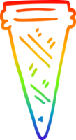 rainbow gradient line drawing of a cartoon ice cream cone png