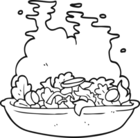 hand drawn black and white cartoon salad png