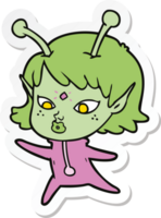 adesivo de uma linda garota alienígena de desenho animado png