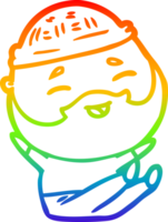 Regenbogen Gradient Linie Zeichnung von ein Karikatur glücklich bärtig Mann png