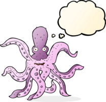 tekenfilm reusachtig Octopus met gedachte bubbel png