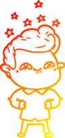 warm gradient line drawing of a cartoon excited man png