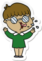 pegatina de un niño de dibujos animados con gafas png