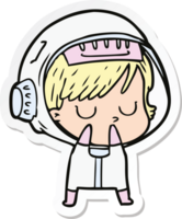 sticker van een cartoon-astronautvrouw png