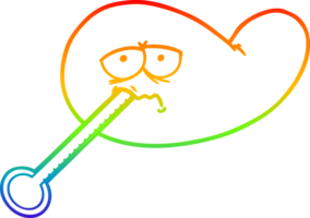 Regenbogen Gradient Linie Zeichnung von ein Karikatur krank Galle Blase png