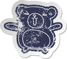 affligé vieux dessin animé autocollant kawaii mignonne nounours ours png
