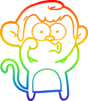 rainbow gradient line drawing of a cartoon hooting monkey png