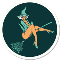 sticker of tattoo in traditional style of a pinup witch png