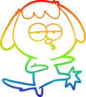 regenboog helling lijn tekening van een tekenfilm verveeld hond schoppen been png