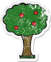 distressed sticker of a cartoon apple tree png