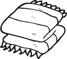 hand drawn black and white cartoon folded towel png