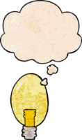 cartone animato elettrico leggero con pensato bolla nel grunge struttura stile png