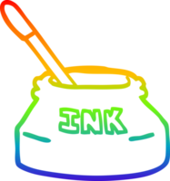 rainbow gradient line drawing of a cartoon ink pot png