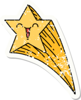 worn old sticker of a tattoo style shooting star png