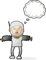 astronaute de dessin animé avec bulle de pensée png