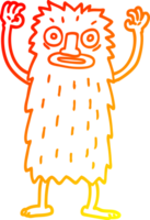 warm helling lijn tekening van een tekenfilm yeti monster png