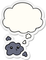 mignonne dessin animé nuage avec pensée bulle comme une imprimé autocollant png