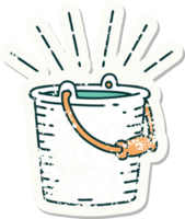 worn old sticker of a tattoo style bucket of water png