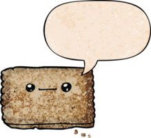 cartoon biscuit with speech bubble in retro texture style png