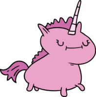 main tiré dessin animé griffonnage de une magique Licorne png