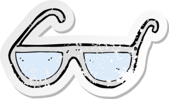 autocollant rétro en détresse d'un dessin animé lunettes png