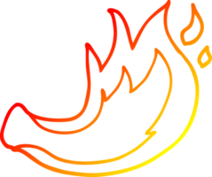 warm gradient line drawing of a cartoon flame png