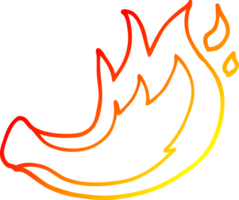 warm Gradient Linie Zeichnung von ein Karikatur Flamme png