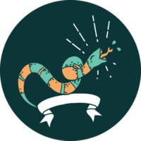 icon of a tattoo style hissing snake png