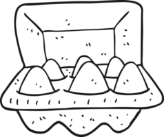 hand drawn black and white cartoon eggs in box png