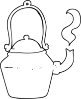 hand drawn black and white cartoon old black kettle png
