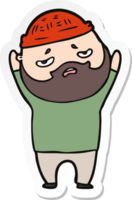 sticker van een cartoon bezorgde man met baard png