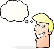 cartoon grinning man with thought bubble png