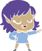 happy flat color style cartoon elf girl pointing png