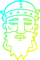 cold gradient line drawing of a cartoon viking face png