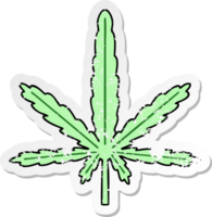 distressed sticker of a quirky hand drawn cartoon marijuana png