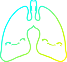 cold gradient line drawing of a cartoon lungs png