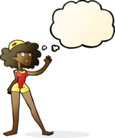 cartoon swimmer woman with thought bubble png