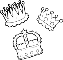 hand drawn black and white cartoon crowns png