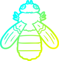 cold gradient line drawing of a cartoon bee png