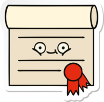 sticker of a cute cartoon certificate png