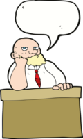 cartoon bored man at desk with speech bubble png