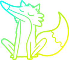 cold gradient line drawing of a cartoon wolf png