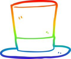 rainbow gradient line drawing of a cartoon top hat png