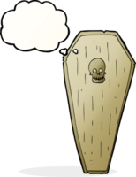 spooky cartoon coffin with thought bubble png