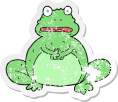 retro distressed sticker of a cartoon frog png