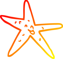 warm gradient line drawing of a cartoon happy star fish png