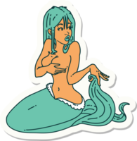 sticker of tattoo in traditional style of a mermaid png