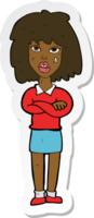 sticker of a cartoon tough woman with folded arms png