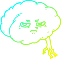 frío degradado línea dibujo de un dibujos animados cerebro png