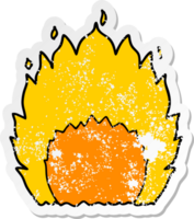 distressed sticker of a cartoon fire png